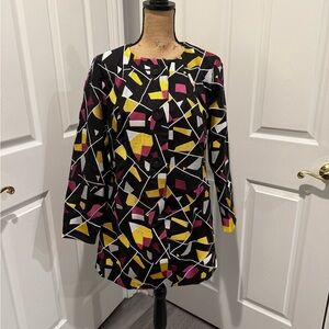 Peter Nygard Collection Chic Black Multicolor Geometric Jacket Coat. Size 12.